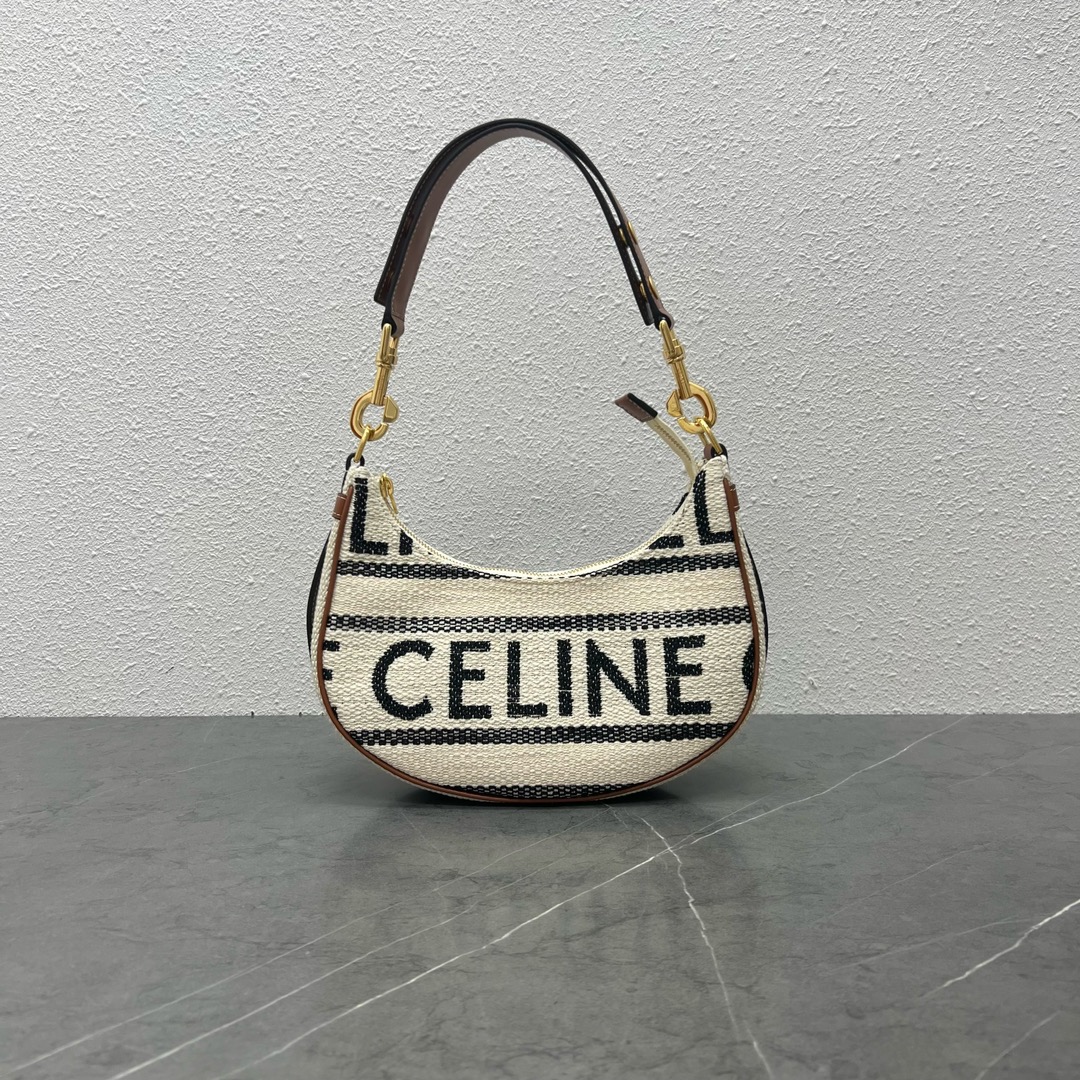 Celine Medium Ava Strap Bag In Canvas And Calfskin Shoulder Bag White 196923